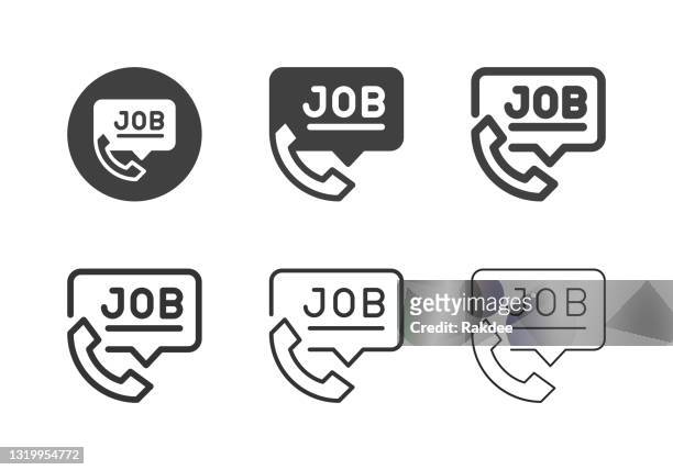 ilustraciones, imágenes clip art, dibujos animados e iconos de stock de iconos de entrevista de trabajo telefónico - multi series - job interview