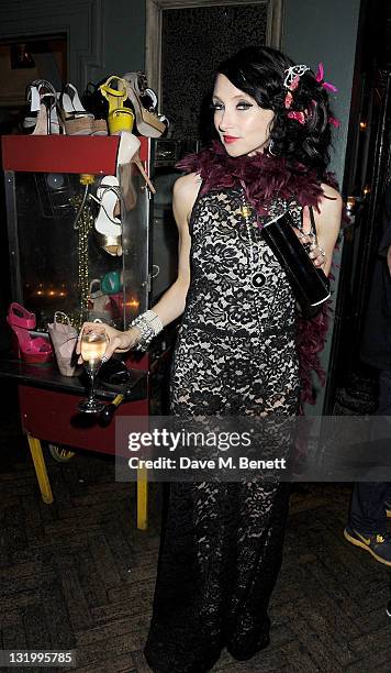 Designer Stacey Bendet attend the Alice + Olivia Black Tie Carnival which she hosted at Paradise by Way of Kensal Green on November 9, 2011 in...