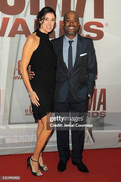 Darius Rucker and Beth Leonard attend the 45th annual CMA Awards at the Bridgestone Arena on November 9, 2011 in Nashville, Tennessee.