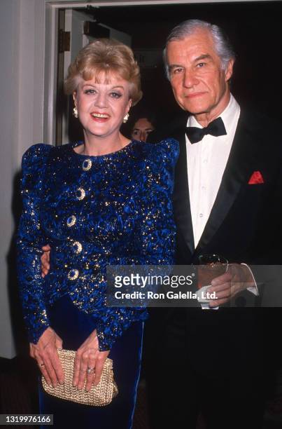 Angela Lansbury and Peter Shaw attend International Broadcasting Awards at the Century Plaza Hotel in Century City, California on March 22, 1989.