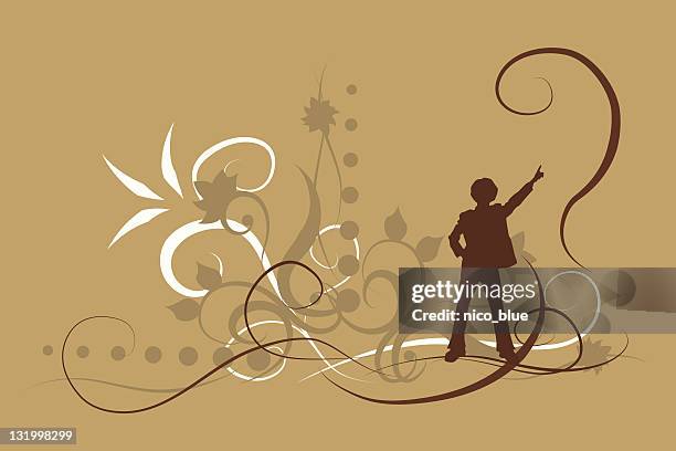 disco time 4! - spiral flower silhouette stock illustrations
