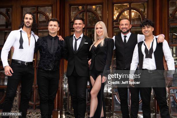 Graziano Di Prima, Pasha Kovalev, Aljaz Skorjanec, Nadiya Bychkova, Robin Windsor and Karim Zeroual pose during the "Here Come The Boys" photocall at...