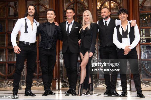 Graziano Di Prima, Pasha Kovalev, Aljaz Skorjanec, Nadiya Bychkova, Robin Windsor and Karim Zeroual pose during the "Here Come The Boys" photocall at...