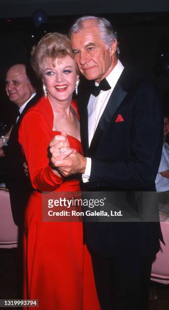 Angela Lansbury and Peter Shaw attend party for 43rd Annual Tony Awards at the New York Hilton Hotel in New York City on June 4, 1989.