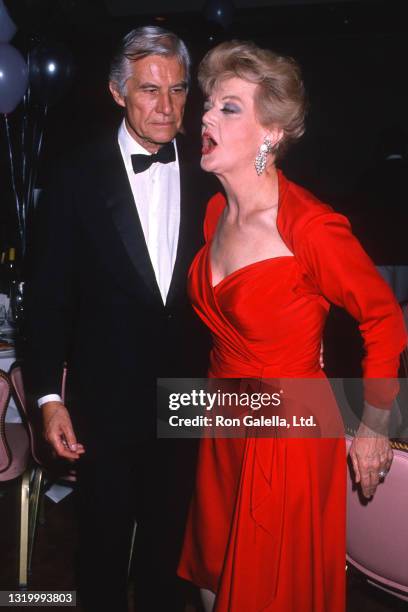 Angela Lansbury and Peter Shaw attend party for 43rd Annual Tony Awards at the New York Hilton Hotel in New York City on June 4, 1989.
