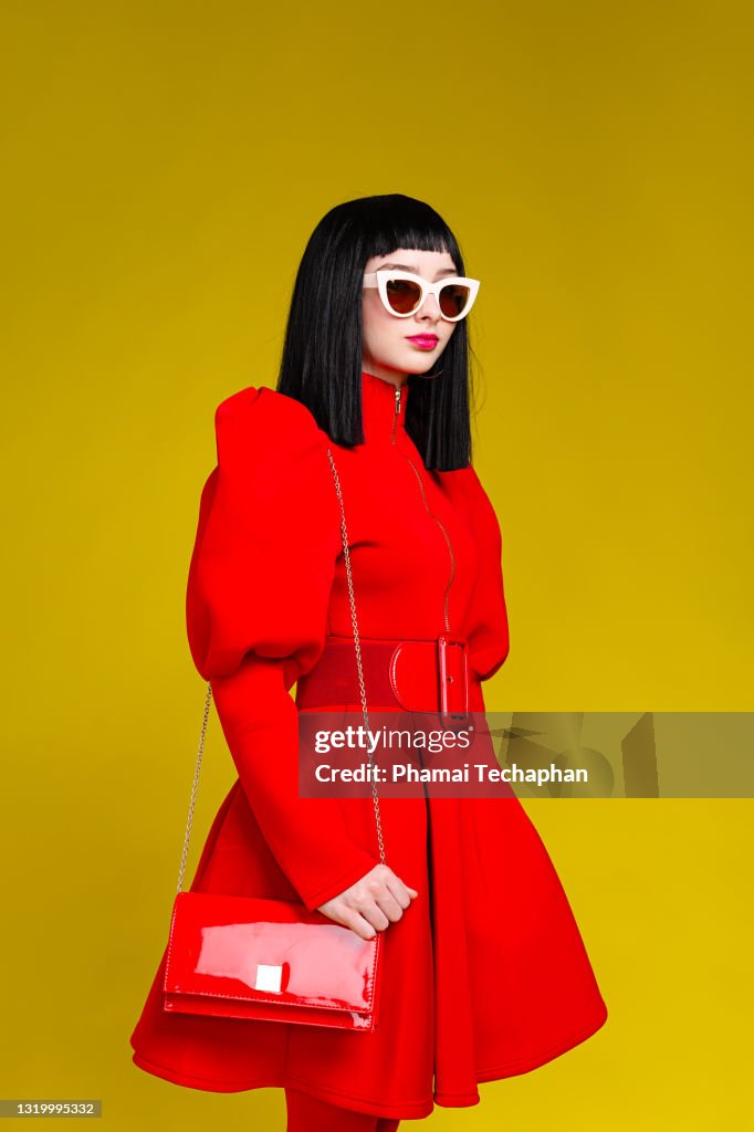 Girl in red dress