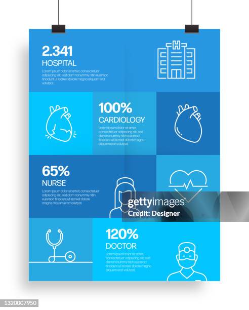 ilustraciones, imágenes clip art, dibujos animados e iconos de stock de plantilla infográfica de procesos relacionados con la salud y el médico. gráfico de línea de tiempo del proceso. diseño de flujo de trabajo con iconos lineales - cardiólogo