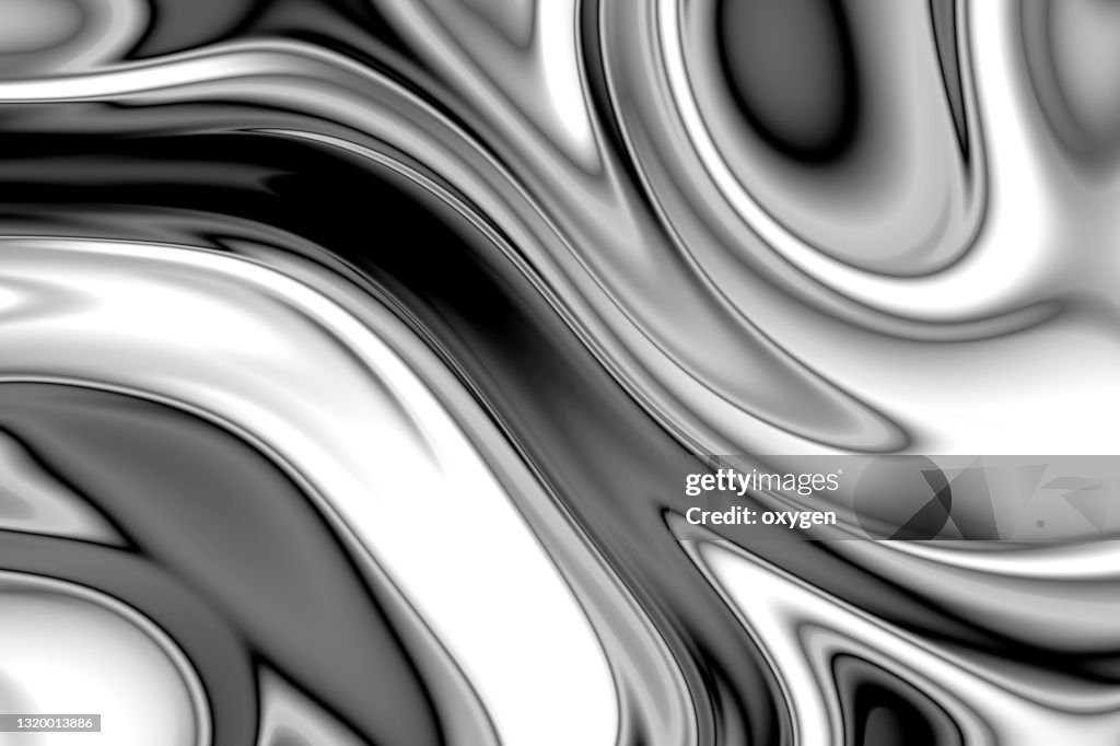 Silver Swirl Fluid Melting Waves Flowing Liquid Motion Abstract Background