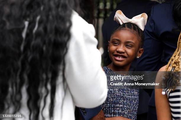 Gianna Floyd, George Floyd's daughter, arrives to the White House on May 25th, 2021 in Washington, DC. George Floyd’s family are having a meeting...