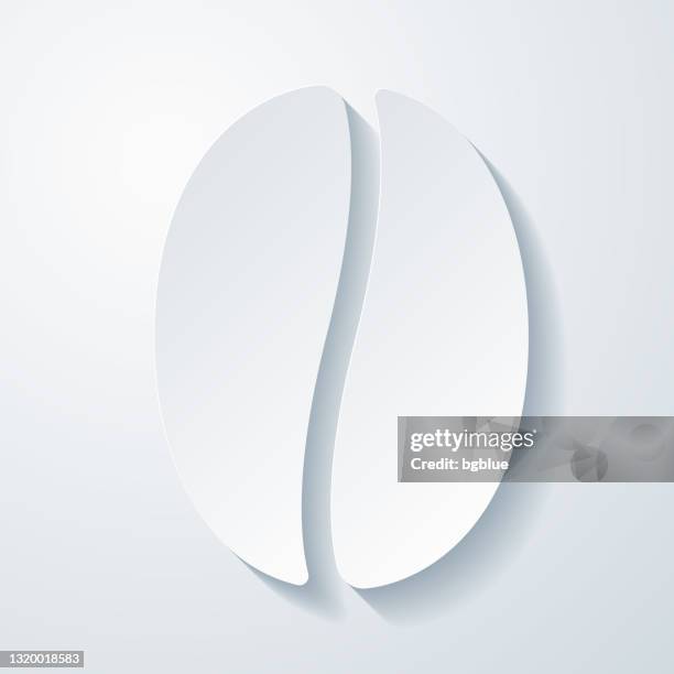 coffee bean. icon with paper cut effect on blank background - coffee cherry bean stock illustrations