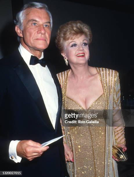 Peter Shaw and Angela Lansbury attend party for 41st Annual Tony Awards at the New York Hilton Hotel in New York City on June 7, 1987.