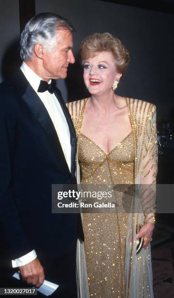 Peter Shaw and Angela Lansbury attend party for 41st Annual Tony Awards at the New York Hilton Hotel in New York City on June 7, 1987.