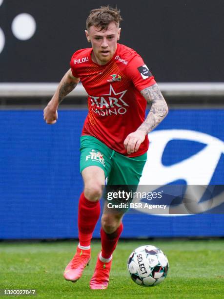 Indy Boonen of KV Oostende during the jupiler pro league match between KAA Gent and KV Oostende at Ghelamco Arena on May 13, 2021 in Gent, Belgium