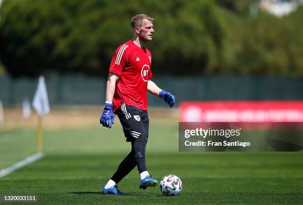 Goalkeeper Adam Davies of Wales during a Wales training session on May 25, 2021 in Lagos, Portugal.