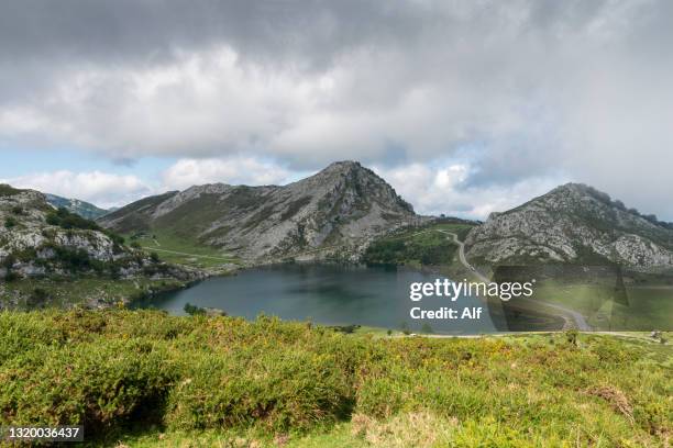 enol lake in covadonga, picos de europa, asturias, spain - asturias stock pictures, royalty-free photos & images