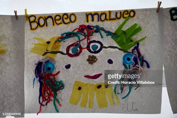 Crazy Doll", a child's drawing, hangs in one of the classrooms at the Alice Nabeiro Education Center, part of Coração Delta , the social solidarity...
