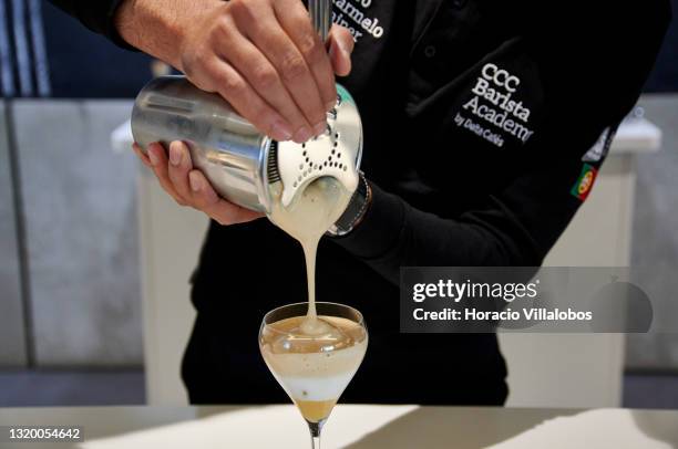 Barista Academy trainer Pedro Marmelo prepares a coffee beverage at Centro de Ciencia do Café of the Grupo Nabeiro - Delta Cafés, meant to provide an...