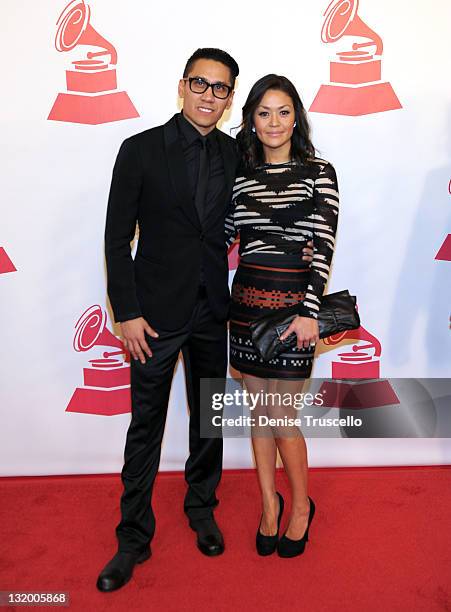 Rapper Taboo of the Black Eyed Peas and Jaymie Dizon arrive at the 2011 Latin Recording Academy Person Of The Year honoring Shakira held at the...