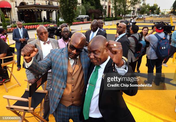 Philonise Floyd , George Floyd's brother, embraces Floyd family attorney Ben Crump as the family visits Black Lives Matter Plaza on the one-year...