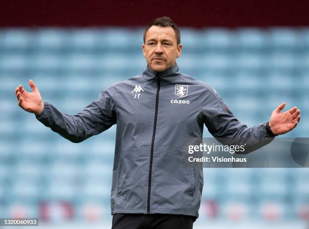 John Terry - Assistant Head Coach of Aston Villa prior to the Premier League match between Aston Villa and Chelsea at Villa Park on May 23, 2021 in...