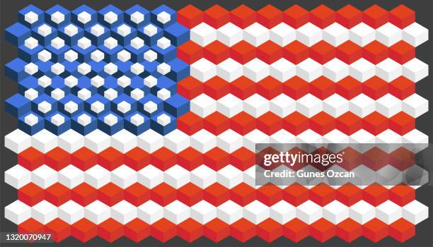 geometric american flag - isometric cubes stock illustrations