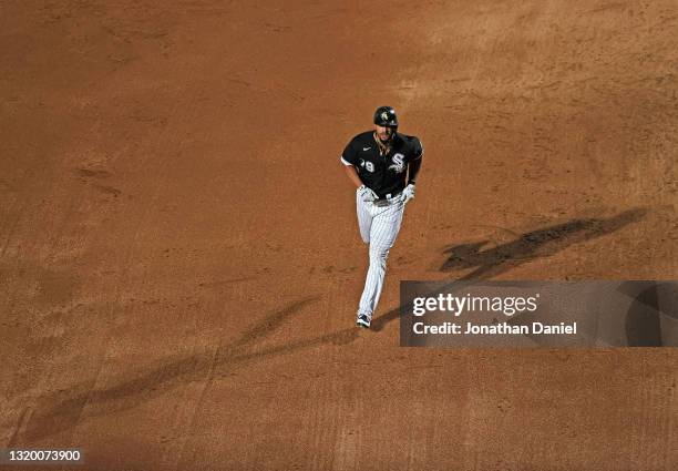 Jose Abreu of the Chicago White Sox runs the bases after hitting a two run home run in the 4th inning against the St. Louis Cardinals at Guaranteed...