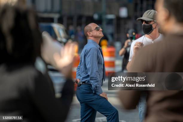 Christopher Meloni is seen on the set of "Law & Order: Organized Crime" outside the New York County Supreme Court in Lower Manhattan on May 25, 2021...