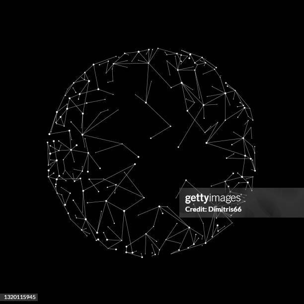 線とドットが接続された球。デジタル未来的な技術コンセプト。 - ローポリモデリング点のイラスト素材／クリップアート素材／マンガ素材／アイコン素材