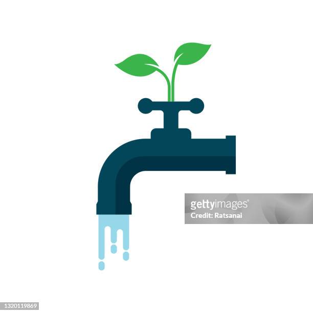 ilustraciones, imágenes clip art, dibujos animados e iconos de stock de ahorrar agua - faucet