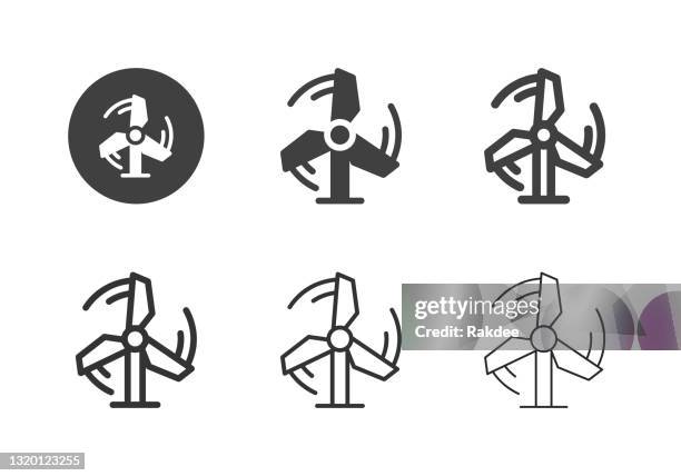 wind turbine icons - multi series - old windmill stock illustrations