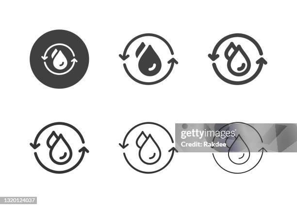 kläranlagensymbole - multi-serie - recyclingmaterial stock-grafiken, -clipart, -cartoons und -symbole