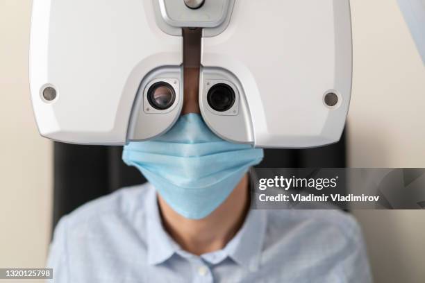 Eye Mask Test Example Retinal Eye Exam Mask Photos and Premium High Res Pictures - Getty Images