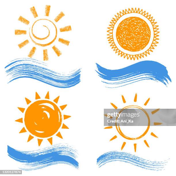 sun and wave - painter logo stock illustrations