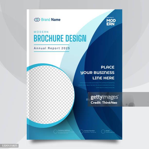 businessbroschüre vorlage mit blauen kreisen - briefbogen stock-grafiken, -clipart, -cartoons und -symbole