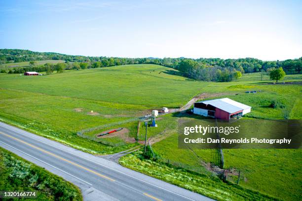 aerial view of beautiful agricultural fields - atlanta georgia country stock pictures, royalty-free photos & images