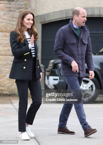 Catherine, Duchess of Cambridge and Prince William, Duke of Cambridge during a visit where they met local fishermen and their families to hear about...