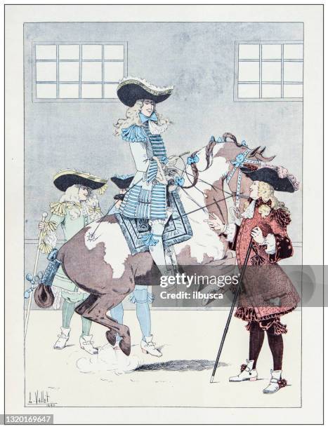 antique illustration of horse, knight and cavalry: student of marquis of newcastle - marquis stock illustrations