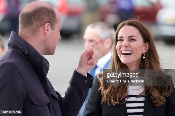 Prince William, Duke of Cambridge and Catherine, Duchess of Cambridge meet local businesses, fishermen and their families to hear about the work of...