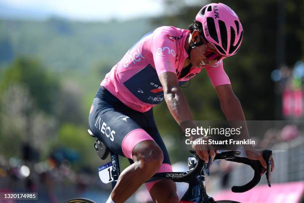 Egan Arley Bernal Gomez of Colombia and Team INEOS Grenadiers Pink Leader Jersey at arrival during the 104th Giro d'Italia 2021, Stage 17 a 193km...