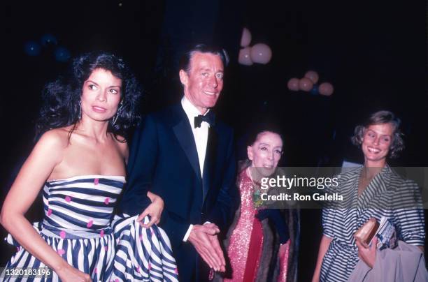 Bianca Jagger, Halston, Martha Graham and Lauren Hutton attend "Private Lives" Performance Party at Halston's Olympic Towers apartment in New York...
