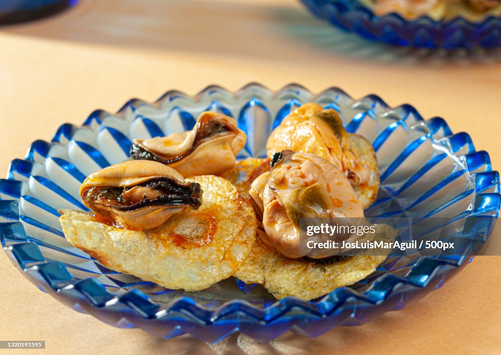 High angle view of food in plate on table