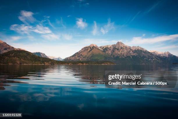 scenic view of lake by mountains against blue sky,lago nahuel huapi,argentina - nahuel huapí bildbanksfoton och bilder