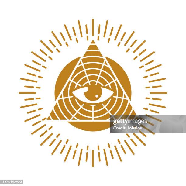 all seeing eye in geometry triangle masonry and illuminati symbol - forecast stock illustrations stock illustrations