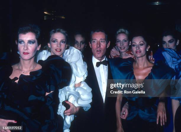 Halston and Halstonettes attend Ninth Annual Diana Vreeland Costume Exhibit at the Metropolitan Museum of Art in New York City on December 8, 1980.