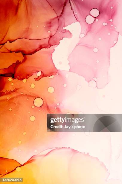 alcohol ink fluid painting and fashion style. - marble stone yellow red stock pictures, royalty-free photos & images