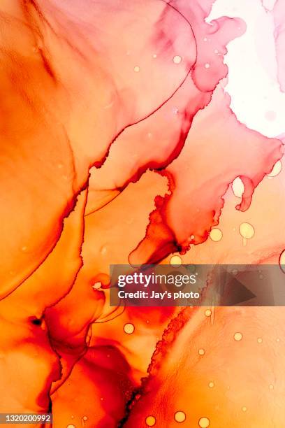 abstract watercolor hand drawn illustration. - marble stone yellow red stock pictures, royalty-free photos & images