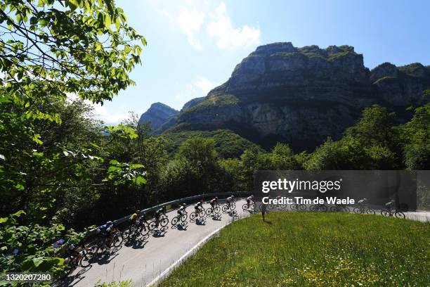 Giulio Ciccone of Italy, Vincenzo Nibali of Italy and Team Trek - Segafredo, Egan Arley Bernal Gomez of Colombia and Team INEOS Grenadiers Pink...