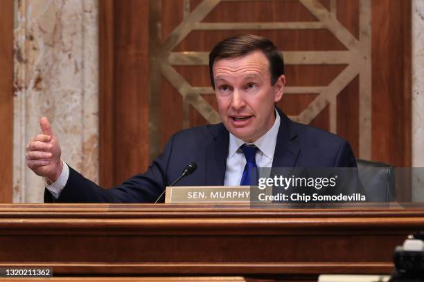 Senate Appropriations Subcommittee on Homeland Security Chairman Chris Murphy makes opening remarks before hearing testimony from Homeland Security...