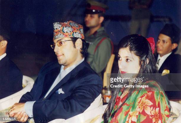 Son of the King of Nepal, Prince Paras Shah, with his wife Himani Shah attend an event in 2000 in Nepal. The public continues to mourn the murder of...