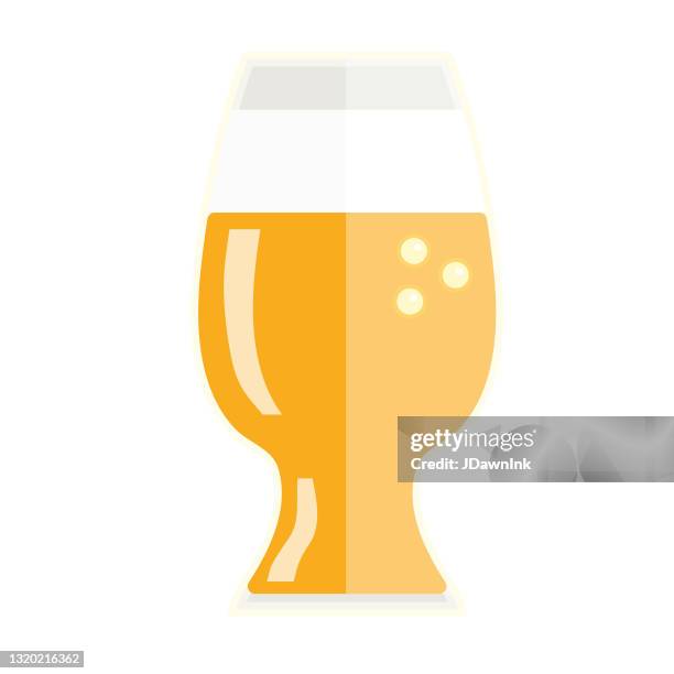 craft beer beer pint glass flat design themed icon on white background - distillation stock illustrations